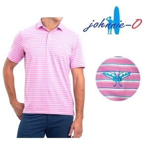 Johnnie-O Regular fit Stripe Polo Shirt Pink